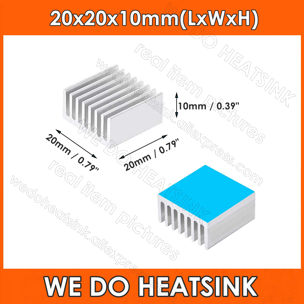 Aluminium Extrusion - 20X20X10Mm Zilver Vierkante Thermische Zelfklevende Elektronica