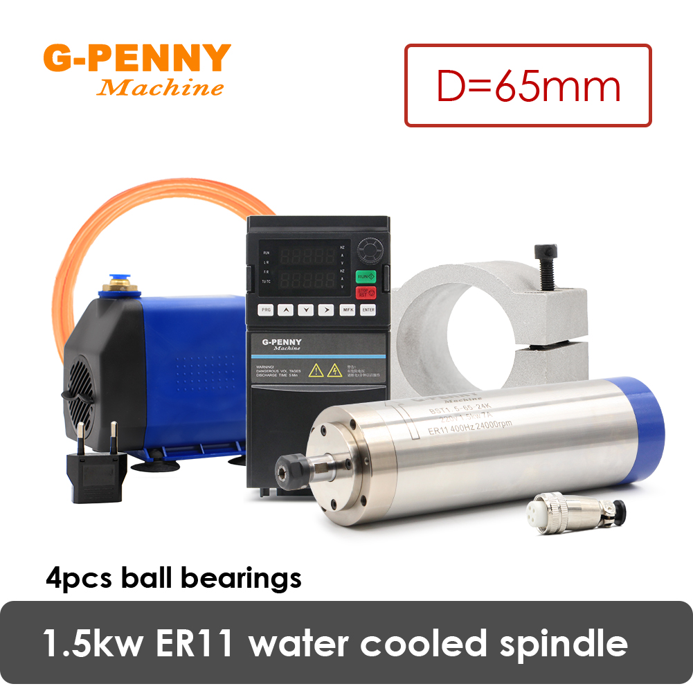 Water Cooled Spindle - G-PENNY 1.5KW ER11 65mm Watergekoelde Spindelmotor