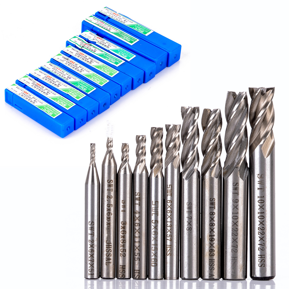 End Mill Set - Nieuwe 2F/3F/4F Fluit 2mm/3mm/4mm/5mm/6mm HSS &